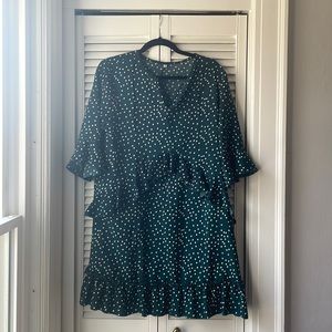 Green polka dot with ruffles dress